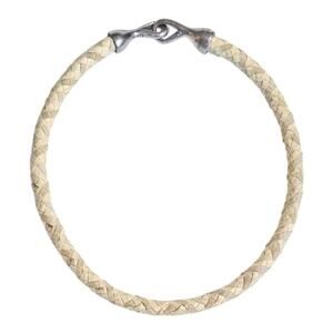 Artisanal Braided Cream & Gray Leather Sterling Signature Necklace